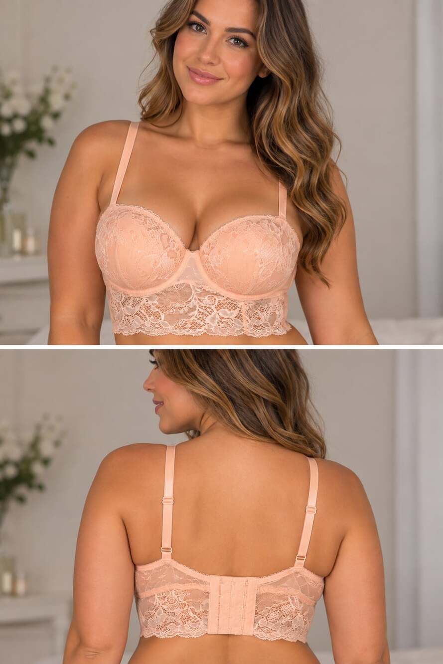 sophie b. Multiway Push Up Bra Size 34A Peach Lace Bustier